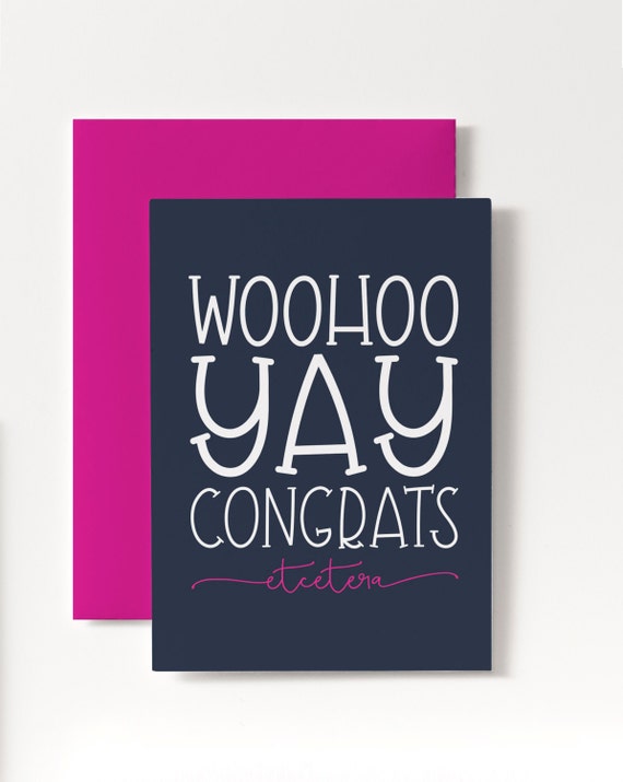 Woohoo Yay Congrats Etcetera Wedding card Engagement card