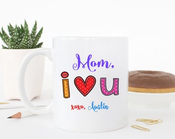 Custom Mom I Love You Mug, Mother daughter gift idea, custom family gifts, Mom Birthday Gift, Valentine Day Gift, Kids Valentines Day Gift