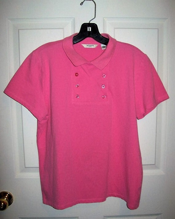 Vintage Ladies Pink Polo Shirt by Liz Claiborne Extra Large