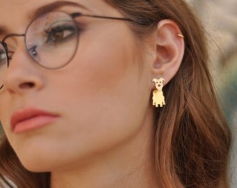 Schnauzer Earring , Dog Ear Jacket Earring , Front Back Earring , Miniature Schnauzer Jewelry , Gold Dog Earring , Dog Lover Gift