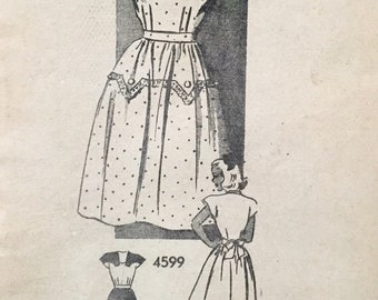 Vintage 1940s Anne Adams Misses' Dress Pattern 4599 Size 14 (32" Bust)