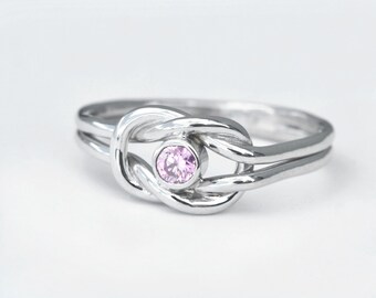 October Birthstone Ring, Pink Gemstone Ring, Infinity Knot Ring, Gemstone Jewelry, Pink Gemstone Jewelry, Birthstone Jewelry, Pink Ring