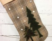 Personalized Christmas Stocking, Rustic Stocking, Cabin Christmas Stocking, Rustic Christmas Stocking, Bear Stocking, Mantle Decorations