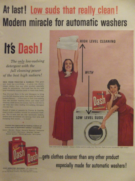 DASH LAUNDRY DETERGENT Original Vintage Advertisement Laundry