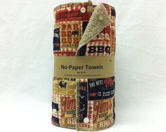 Unpaper towels, reusable paper towels, cloth paper towels, snapping paper towels -BBQ