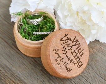 With This Ring Engraved Wedding Ring Box - Rustic Wedding Ring Box