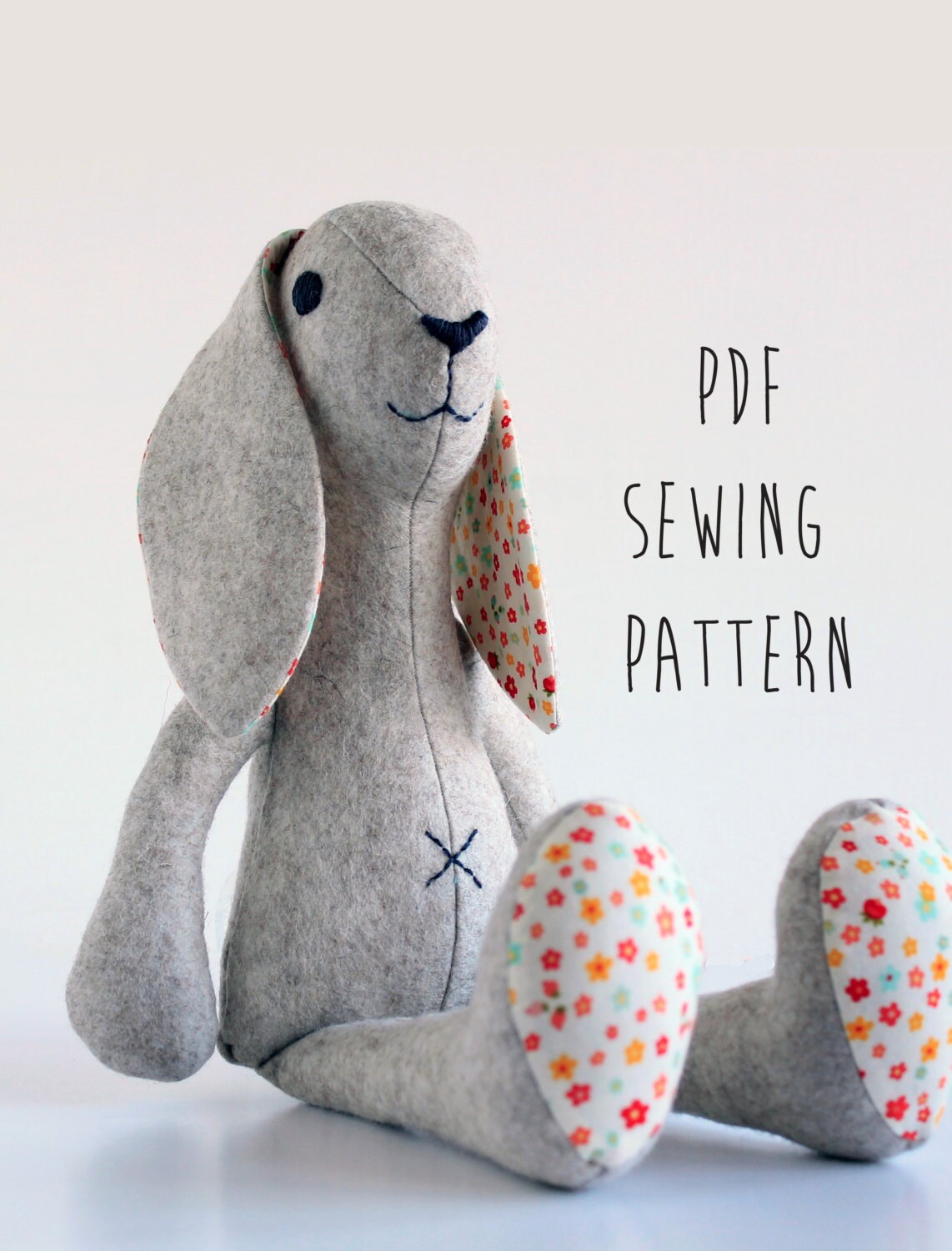Rabbit sewing pattern pdf for instant download, bunny rabbit DIY tutorial