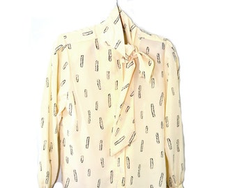 Ascot Blouse Bow Tie Blouse Pussy Bow Blouse Secretary Blouse Work Blouse Size 10