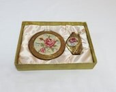 1950s - Vintage Compact - Makeup Compact - Powder Compact and Lipstick Case With Mirror - 1954