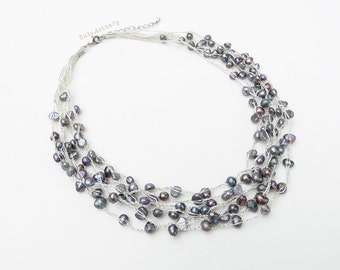 thumbnail image 2 of 11-12mm Freshwater Pearl Necklace – Black Or White, 18-20 2 of 6