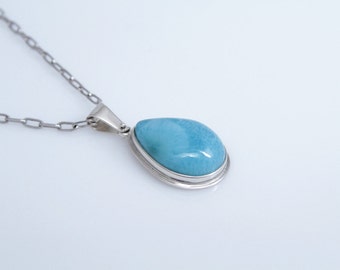 Larimar Sun Shape Pendant Silver Sun Pendant for Woman or