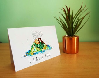 Digital Download: I Lava You Greeting Card Happy Anniversary, Valentine's Day, Birthday A5 Watercolour I Love You Watercolour Greeting Card