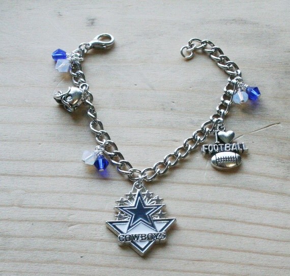 Dallas Cowboys Bracelet Cowboys Charm Bracelet by JewelryByLadyM