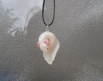 Baby Leucistic Axolotl Necklace Animal Pendant Clay Jewelry