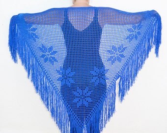 cape au crochet,crocheted shawl, knitted shawl,