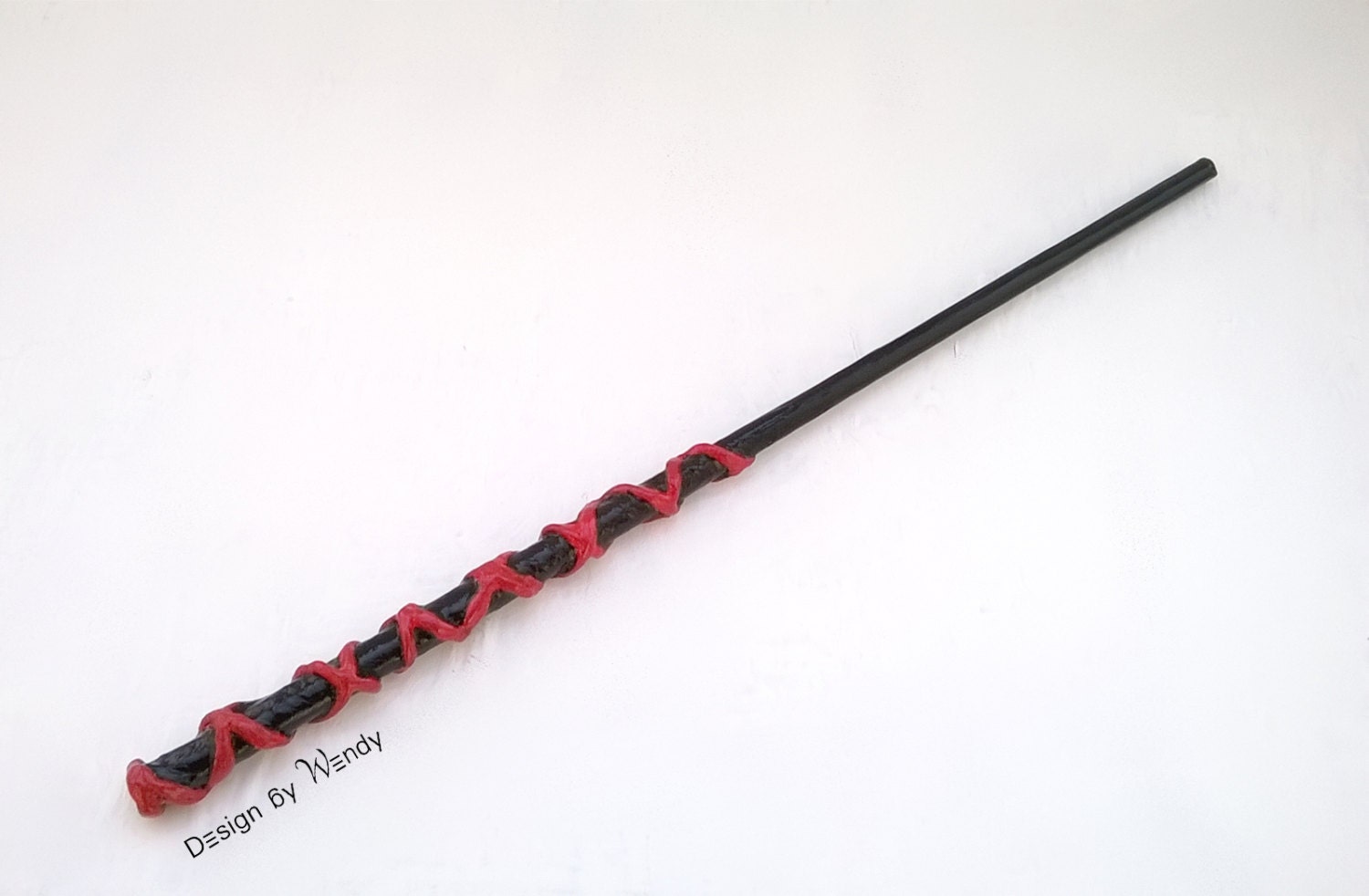 Magic Wand Red and Black Wizard Wand Black by DesignByWendyBgd