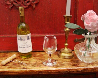Real Glass, Wine Glass 1:12 Scale Miniature Dollhouse Accessory