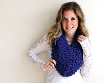 Chunky Cowl Scarf Knit Cobalt- Anacostia Cowl