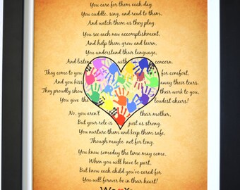 1 Personalized Daycare Provider Gifts For Teacher Appreciation Day Care Preschool Teacher Christmas Gift For Childcare Print Wall Art Poster
