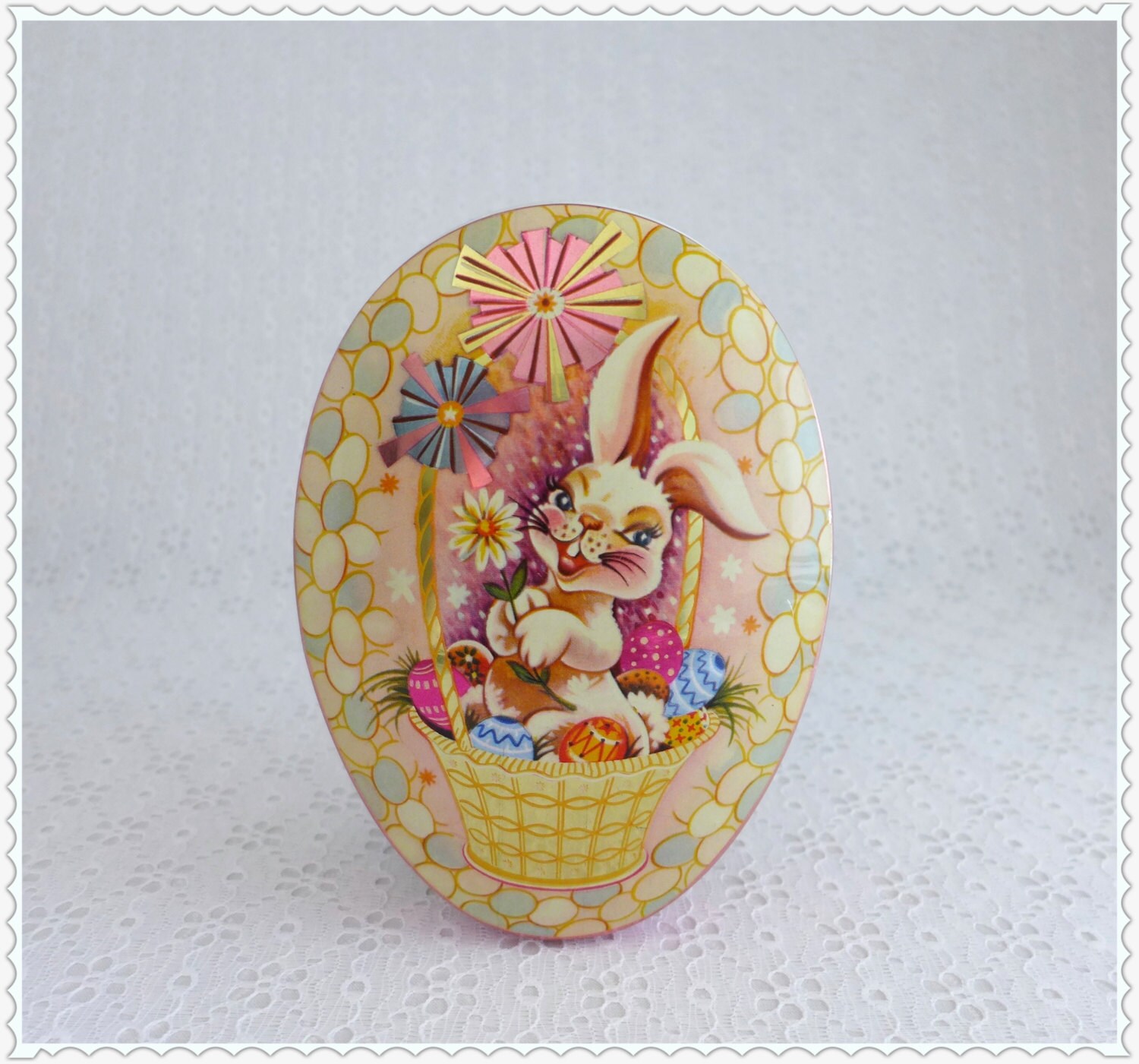 Vintage Easter Tin Baret Ware Art Grace Easter Home Decor
