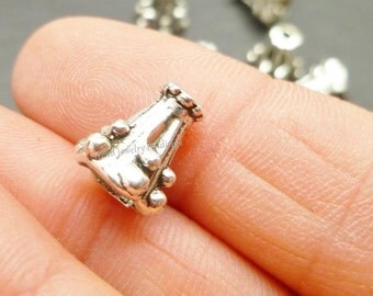 BULK- 50 Antique Silver Beads Caps - Ornate cone Caps - 9.5mm x 8mm - BC070