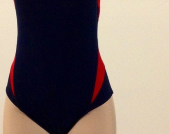 1990's Nike One Piece Swimsuit Navy And Red