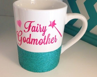 Glitter Dipped Fairy Godmother Mug, Godmother