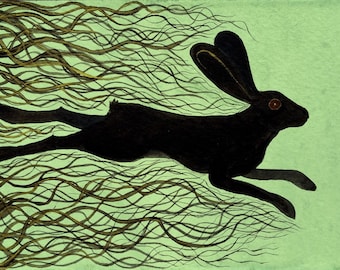 Watership Down Archival Art Print - The Black Rabbit of Inlé Illustration - Children's Book Art/Rabbit Art/Book Illustration/Bunny