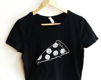 Pizza Shirt, Food Shirt, Crop Top, Pizza Crop Top, Screen Printed Crop Top