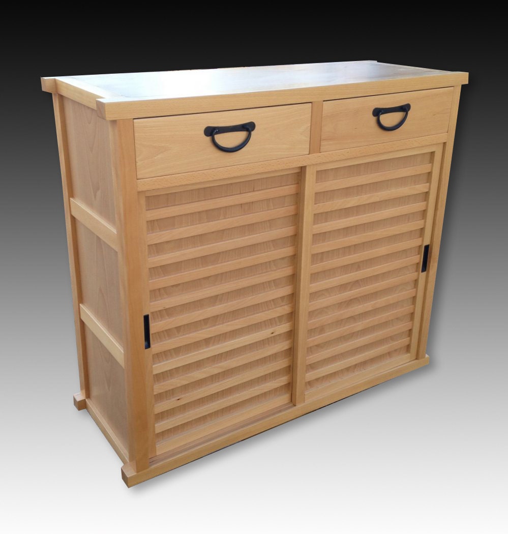 Wide Japanese Inspired or Shoe Tansu Getabako