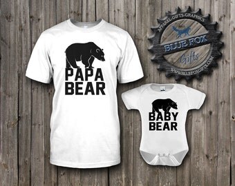 Papa Bear Shirt, Baby Bear Shirt, Dad and Baby matching shirts, cute baby clothes, Parent child set, Mens shirt,baby bodysuit, BAM_001