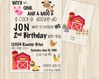 Farm Birthday Invitation, Farm Birthday Party, Barn Invitations, Barn Birthday Party, Barn Birthday Invitation