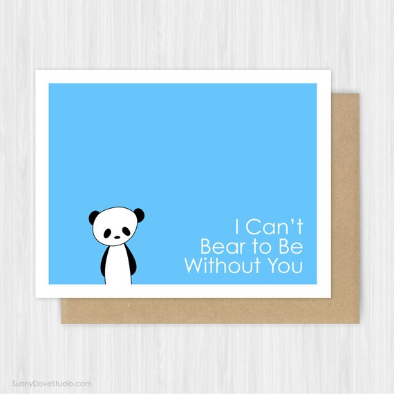 Panda I Miss You Card Cute Animal Pun Goodbye by SunnyDoveStudio