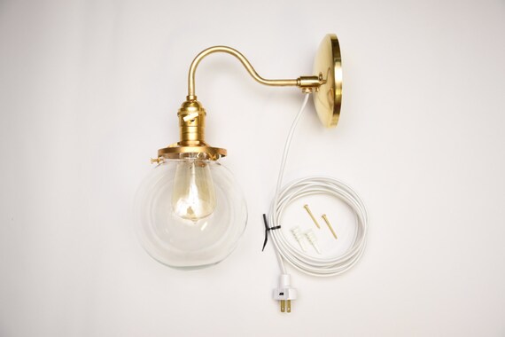 Gold Brass Wall Sconce Clear 6 Globe Vanity by IlluminateVintage