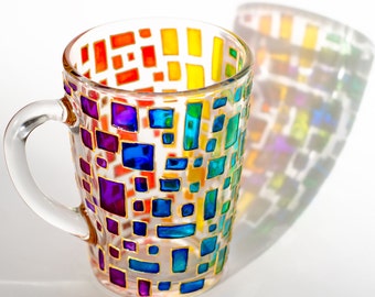 Rainbow mug Multi colored mug Stained glass cup Housewarming gift Colorful mug Mosaic cup Custom Coffee Mugs