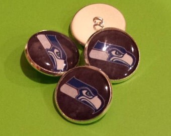 Seattle Seahawks - Shank Button - Set of 3 Blue Hawks - Sewing