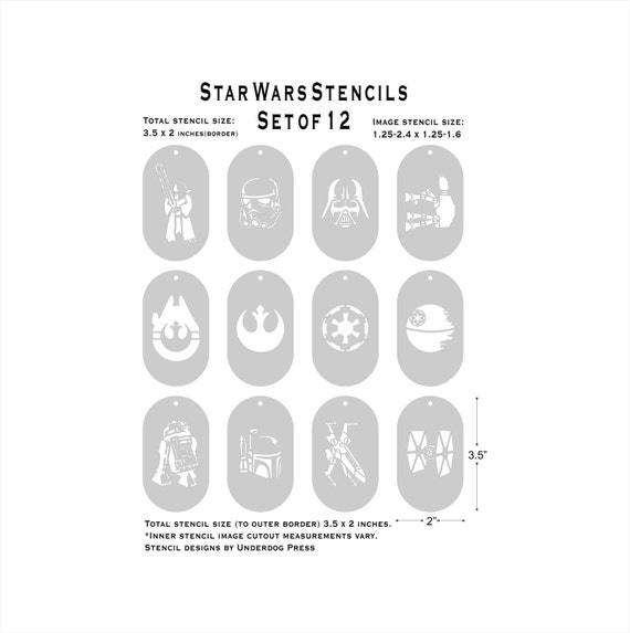 Stencils Star Wars Set of 12 Medium by UnderdogPress on Etsy