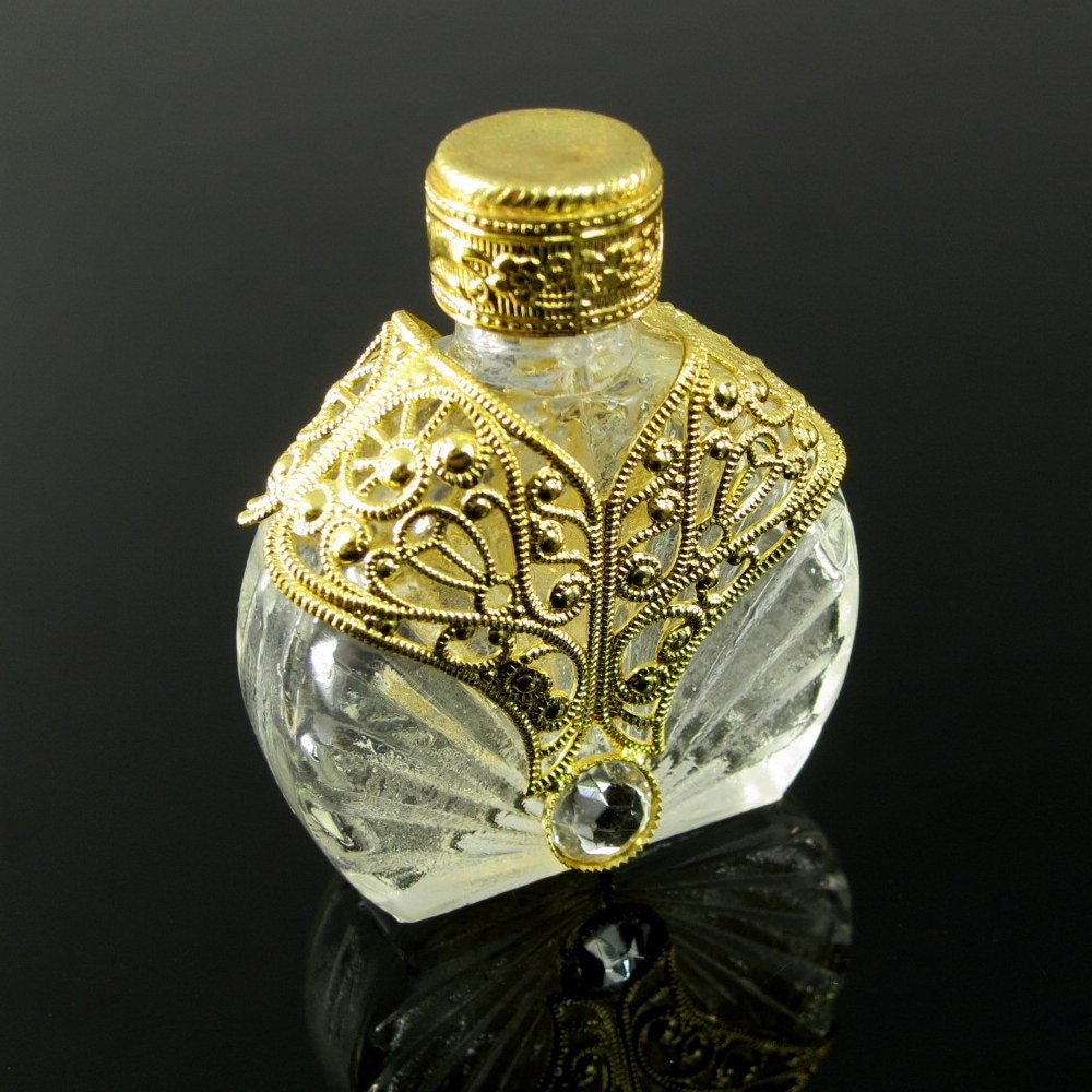 Download Miniature Perfume Bottle Glass Filigree Metal Encased Yellowimages Mockups