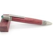 Hand turned pen, Celtic knot twist pen, antique pewter finish features Purpleheart, authentic cabochon, handmade exotic wood pen, wooden pen Hand turned pen, Celtic knot twist pen, antique pewter finish features Purpleheart, authentic cabochon, handmade exotic wood pen, wooden pen