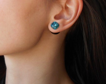 Double pearl earrings,Double sided earrings, Black pearl earrings