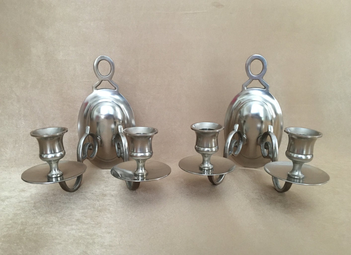 Pewter Candle Sconce Wall Sconces Double Swing Arm Silver