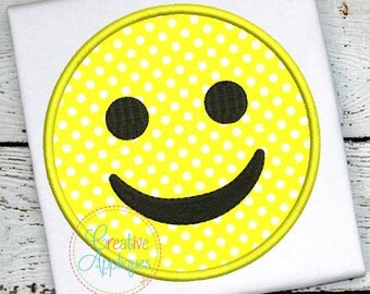 Emoji Happy Smile Smiling Digital Machine Embroidery Applique Design 4 Sizes