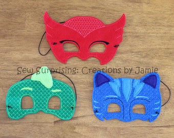 Pajama Hero Mask -- PJ Hero Mask -- Superhero Mask -- Children's Play Masks -- Boy Dress Up --Girl Dress Up
