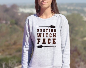 Resting Witch Face Sweatshirt // Boho Clothing - Witch Shirt - Wicca Shirt // Women's Back to School Shirt // Funny Halloween Shirt