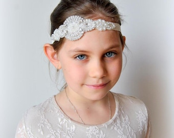 Flower girl Rhinestone Headband Set Baby Headband, newborn Crystal Headpiece, flower gril wedding sash , photo Flapper headband