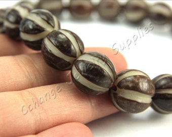 Buri Nut Beads, 5 pcs Buri Seed Beads, (13mm) Natural Buri Beads, Buri Palm Natural Beads, Buri Round Nut Bead, Melon Shape Bead, Buri Beads