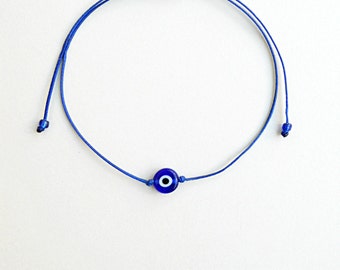 Blue,Evil eye bracelet,String bracelet,Made in Greece,Devil's eye protection,Kids bracelet,Adjustable,Mati bracelet,Minimalist,Lucky amulet