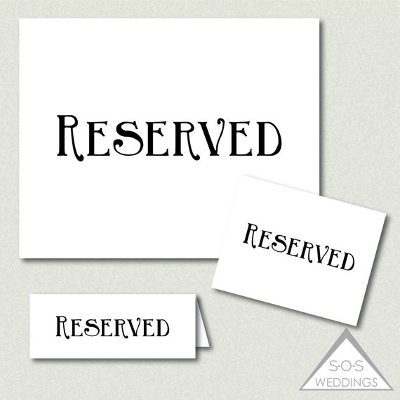 Printable Reserved Signs Reserved Seating Signs by SOSWeddings