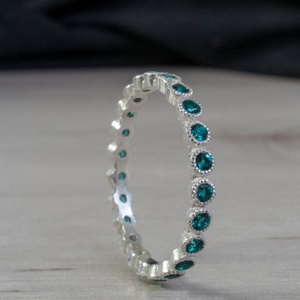 Blue Green Emerald Eternity Ring Eternity band Gemstone