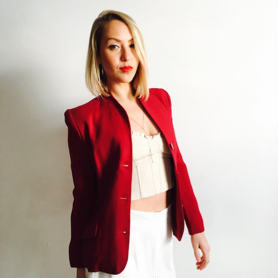 Ruby Red Fitted Jacket Diane Von Furstenburg by ShopKingDude